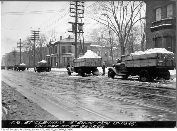 College and St. George snow removal, 1936