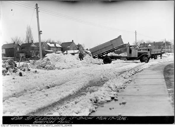Barton Avenue snow removal, 1936